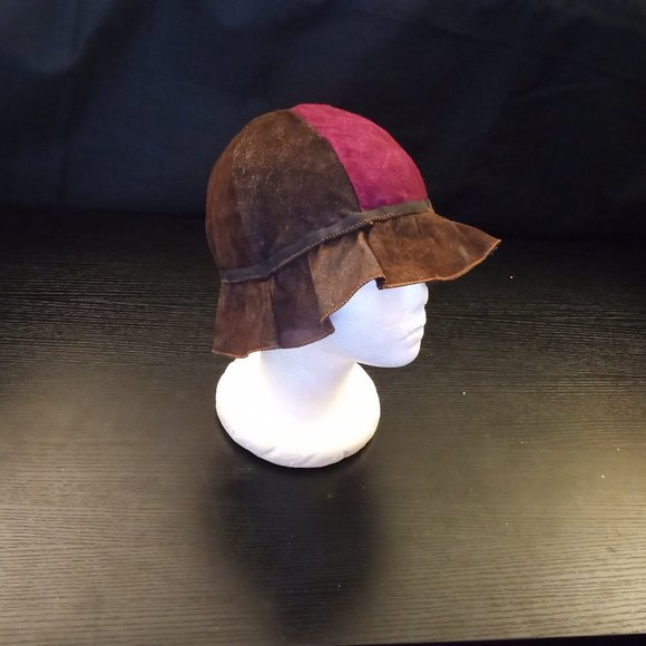 Vintage 60\'s REVERSIBLE Leather / Suede Handmade Bucket Hat main image 13